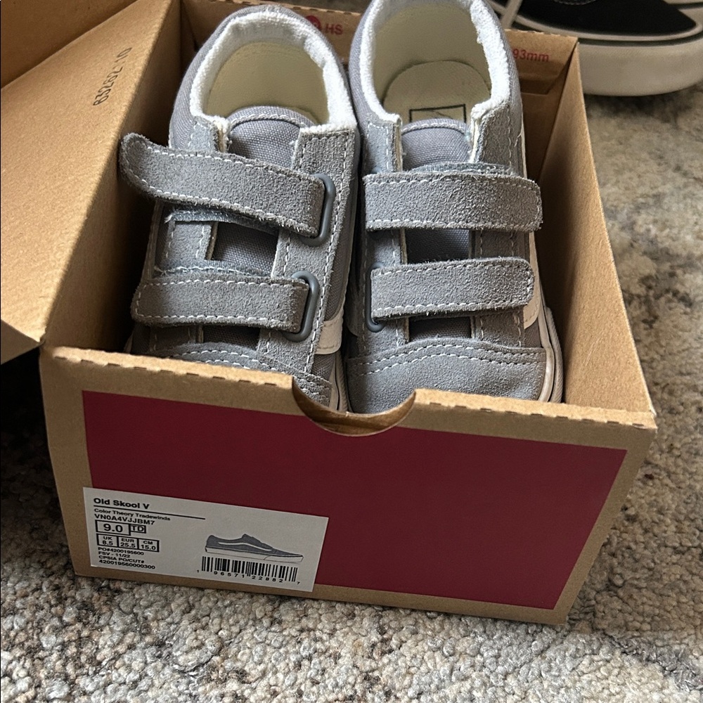 Vans Kids Gray Velcro Sneakers